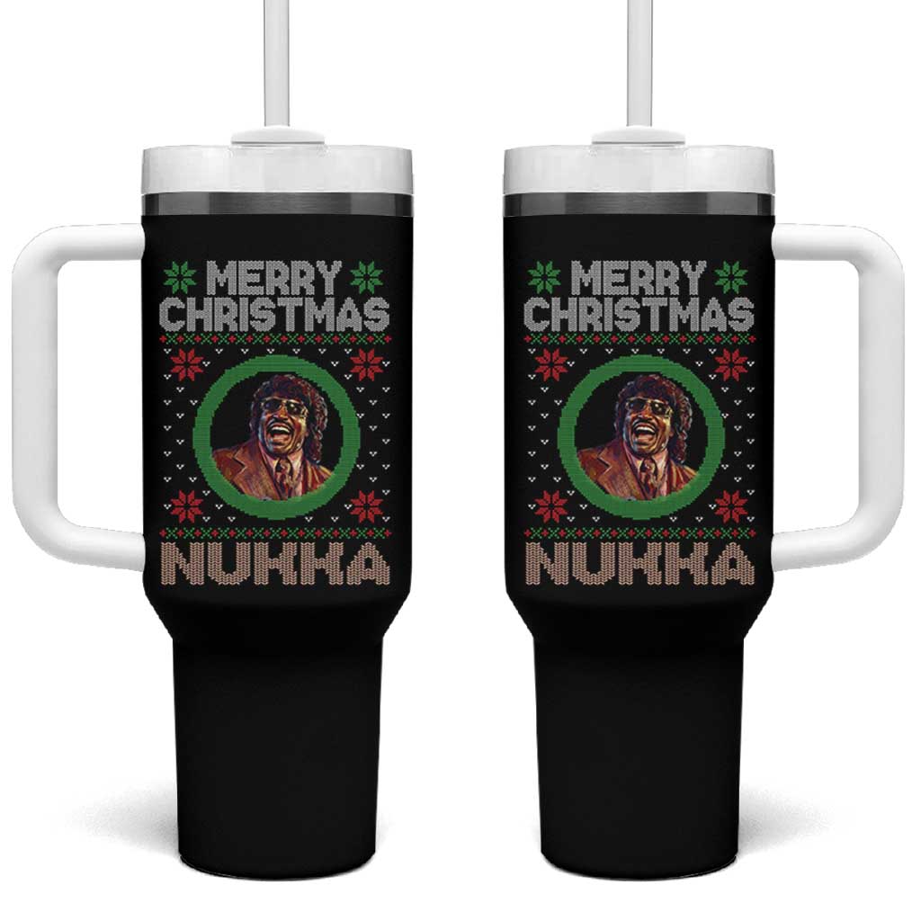 Funny Retro Merry Christmas Nukka Parody Tumbler With Handle Holiday Cheer 90s Xmas Throwback Parody - Wonder Print Shop