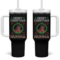 Funny Retro Merry Christmas Nukka Parody Tumbler With Handle Holiday Cheer 90s Xmas Throwback Parody - Wonder Print Shop