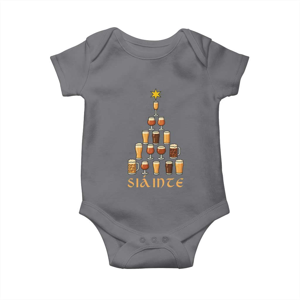Sláinte Christmas Tree Pint Glass Baby Onesie Ale Glass Beer Drinking Lover Holiday Party - Wonder Print Shop