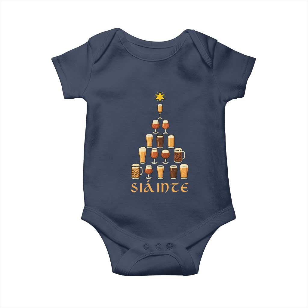 Sláinte Christmas Tree Pint Glass Baby Onesie Ale Glass Beer Drinking Lover Holiday Party - Wonder Print Shop