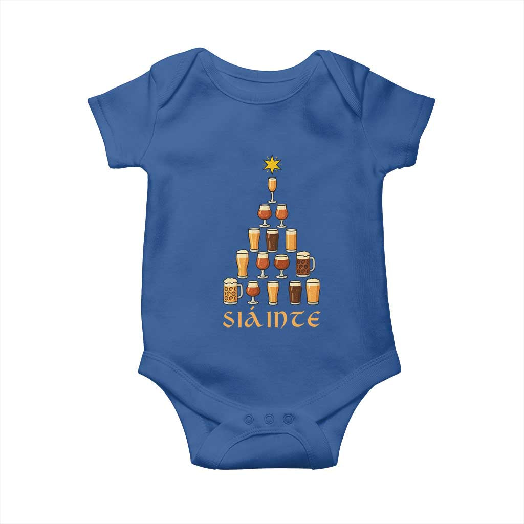 Sláinte Christmas Tree Pint Glass Baby Onesie Ale Glass Beer Drinking Lover Holiday Party - Wonder Print Shop