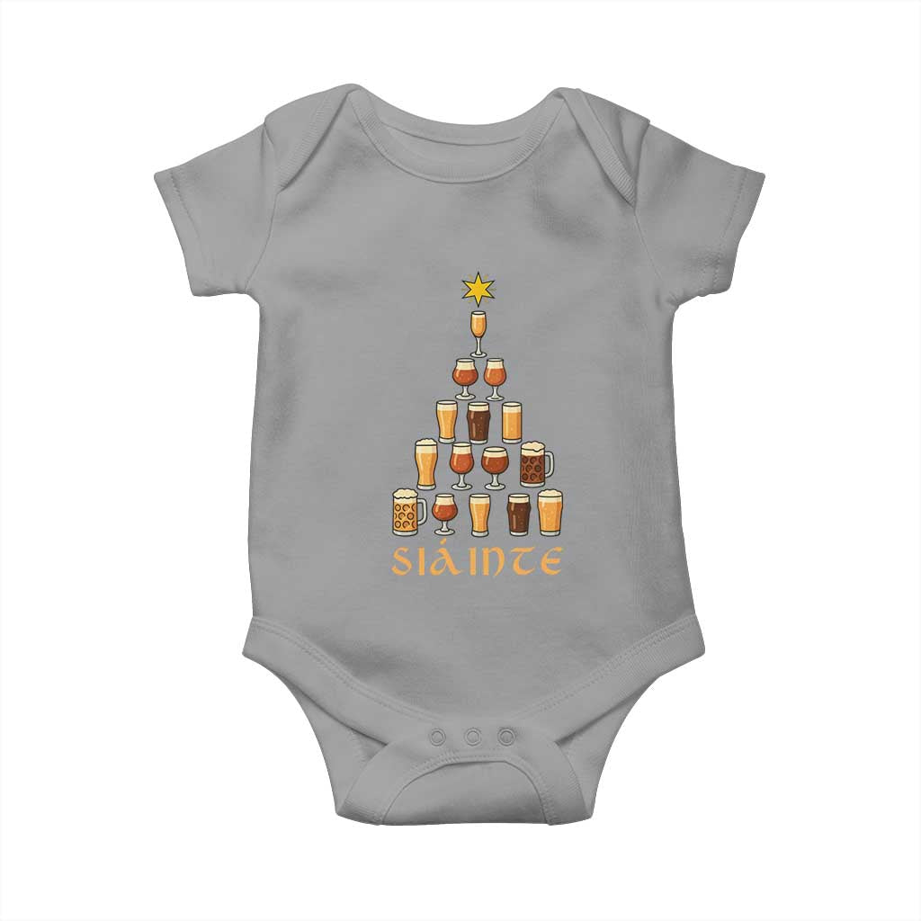 Sláinte Christmas Tree Pint Glass Baby Onesie Ale Glass Beer Drinking Lover Holiday Party - Wonder Print Shop