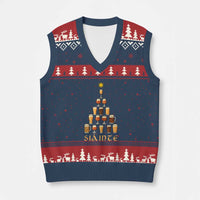 Sláinte Xmas Tree Pint Glass V-Neck Knit Sweater Vest Ale Glass Beer Drinking Lover Holiday Party - Wonder Print Shop