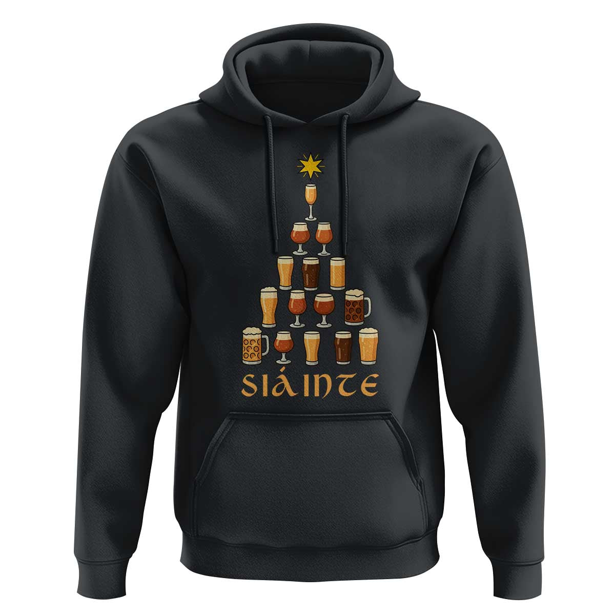 Sláinte Christmas Tree Pint Glass Hoodie Ale Glass Beer Drinking Lover Holiday Party - Wonder Print Shop