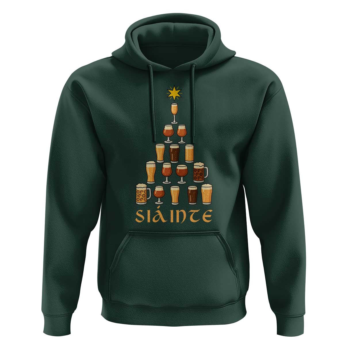 Sláinte Christmas Tree Pint Glass Hoodie Ale Glass Beer Drinking Lover Holiday Party - Wonder Print Shop