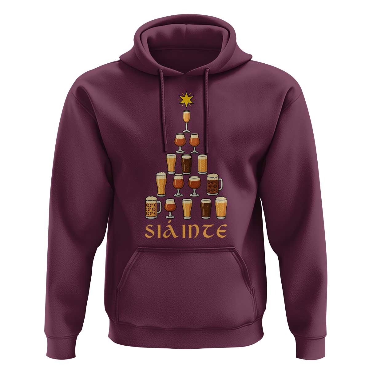 Sláinte Christmas Tree Pint Glass Hoodie Ale Glass Beer Drinking Lover Holiday Party - Wonder Print Shop