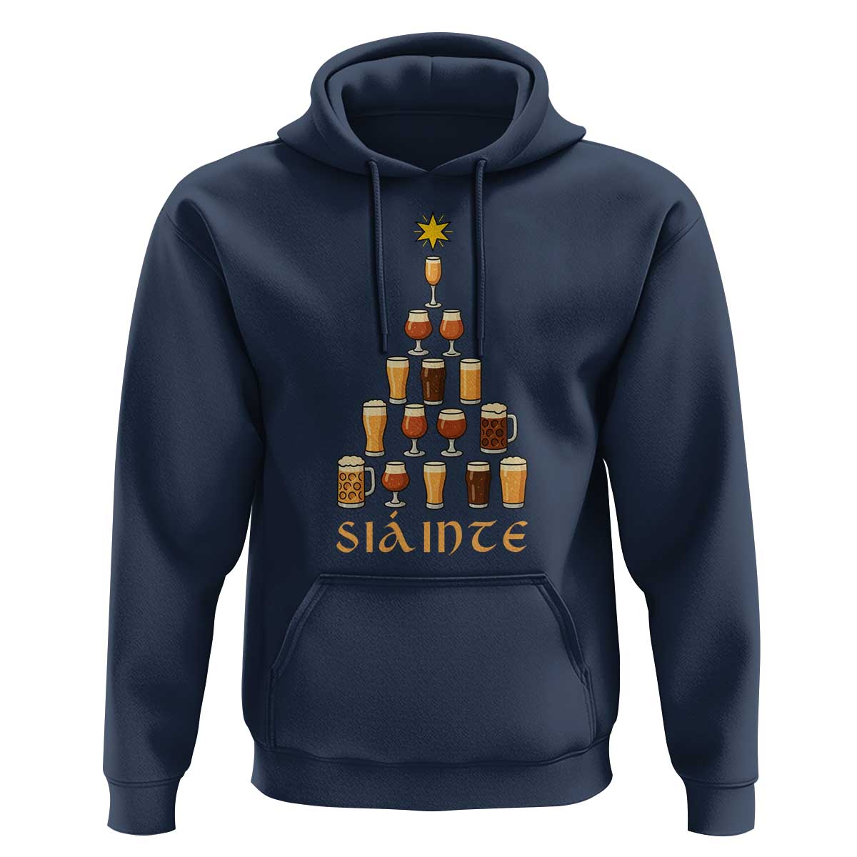 Sláinte Christmas Tree Pint Glass Hoodie Ale Glass Beer Drinking Lover Holiday Party - Wonder Print Shop