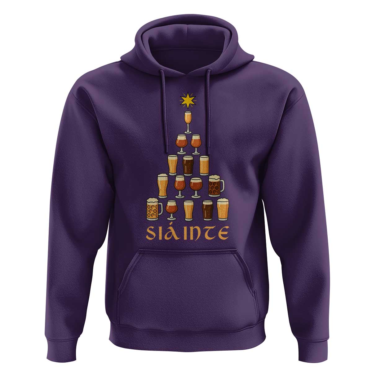 Sláinte Christmas Tree Pint Glass Hoodie Ale Glass Beer Drinking Lover Holiday Party - Wonder Print Shop