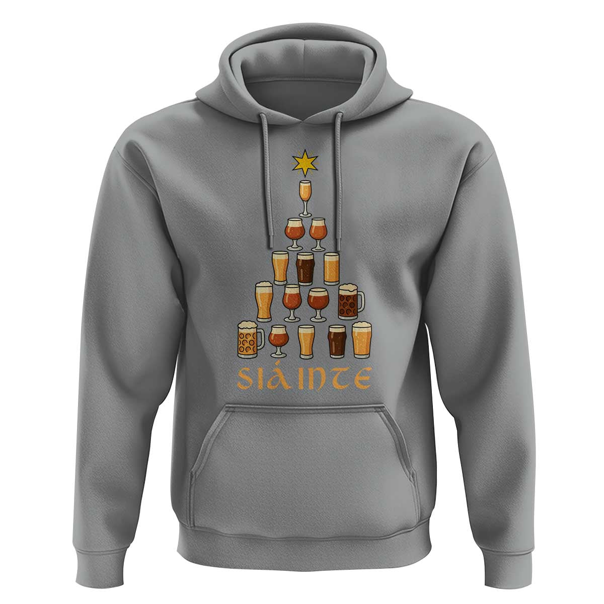 Sláinte Christmas Tree Pint Glass Hoodie Ale Glass Beer Drinking Lover Holiday Party - Wonder Print Shop