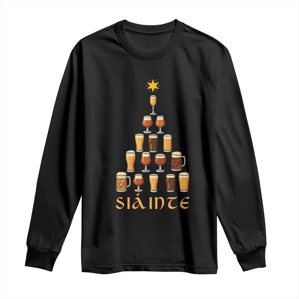 Sláinte Christmas Tree Pint Glass Long Sleeve Shirt Ale Glass Beer Drinking Lover Holiday Party - Wonder Print Shop