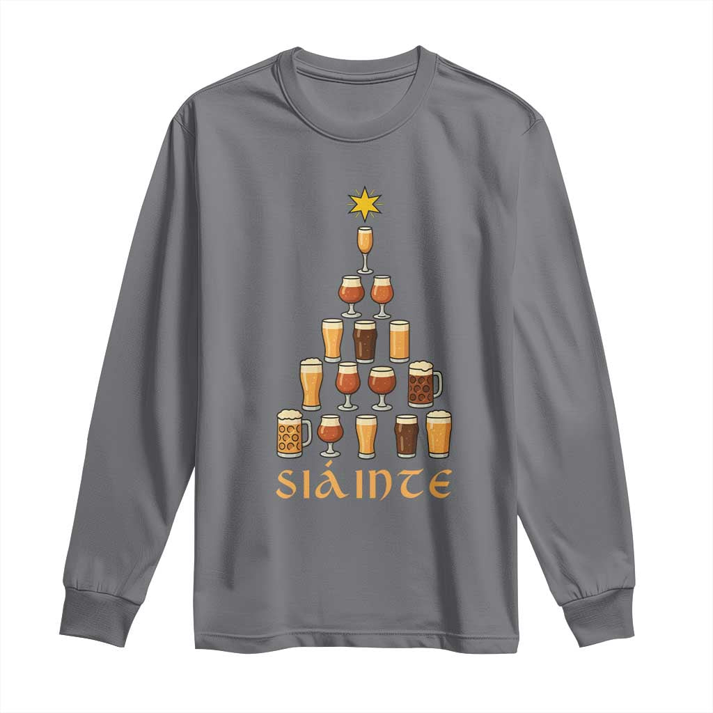 Sláinte Christmas Tree Pint Glass Long Sleeve Shirt Ale Glass Beer Drinking Lover Holiday Party - Wonder Print Shop