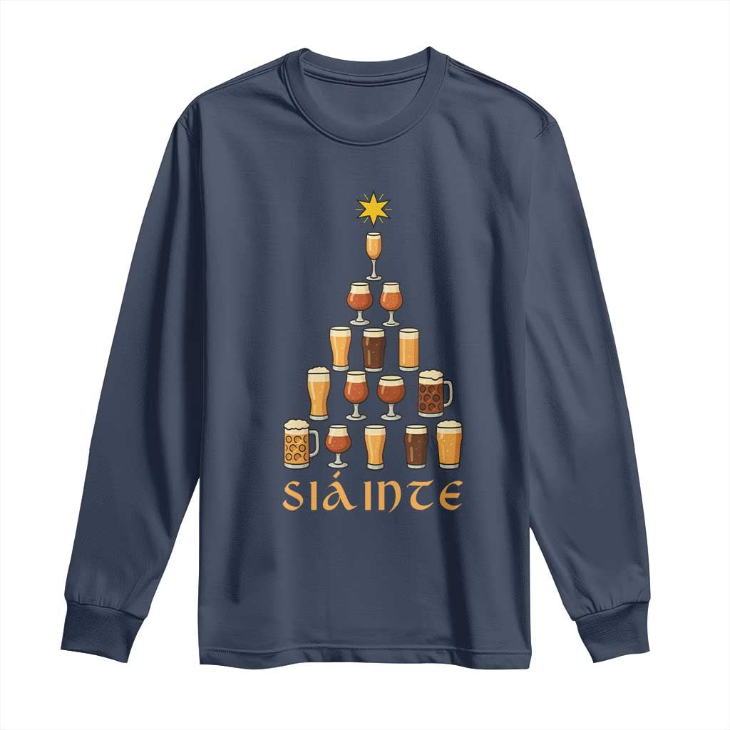 Sláinte Christmas Tree Pint Glass Long Sleeve Shirt Ale Glass Beer Drinking Lover Holiday Party - Wonder Print Shop