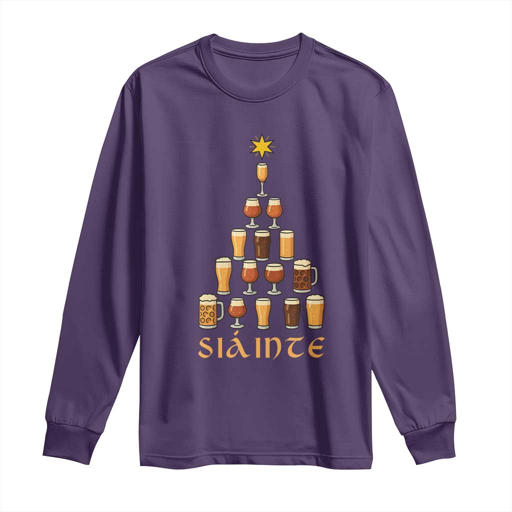 Sláinte Christmas Tree Pint Glass Long Sleeve Shirt Ale Glass Beer Drinking Lover Holiday Party - Wonder Print Shop