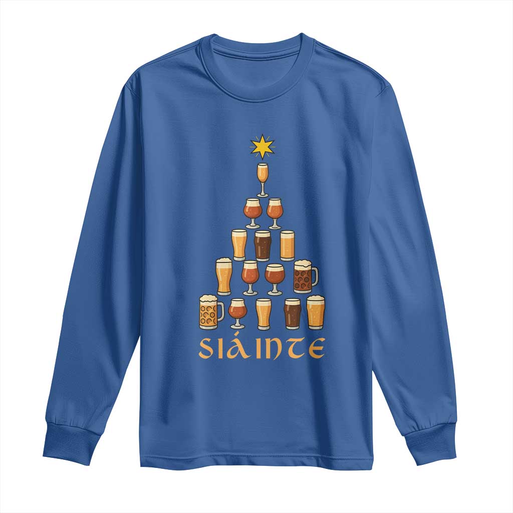 Sláinte Christmas Tree Pint Glass Long Sleeve Shirt Ale Glass Beer Drinking Lover Holiday Party - Wonder Print Shop
