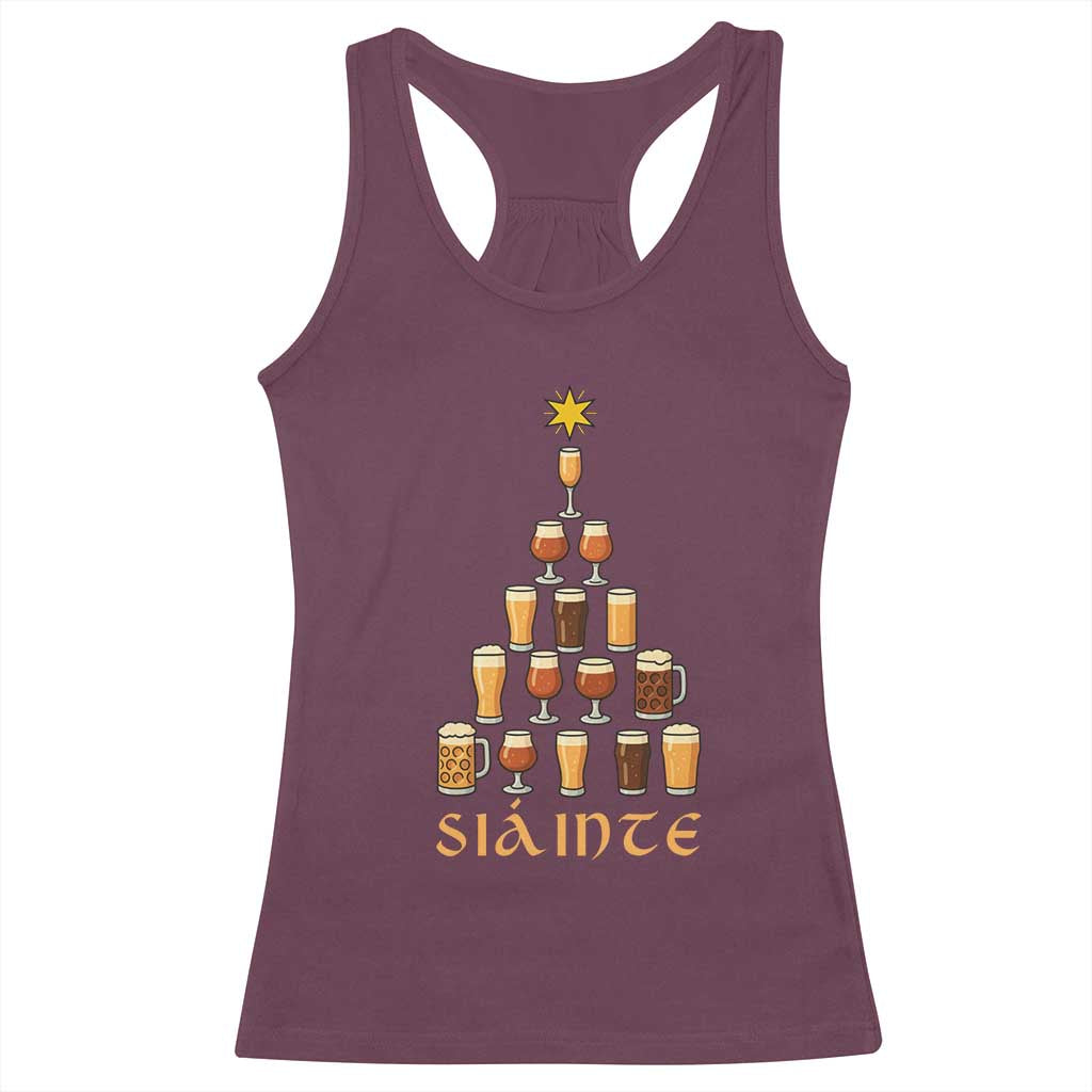 Sláinte Christmas Tree Pint Glass Racerback Tank Top Ale Glass Beer Drinking Lover Holiday Party - Wonder Print Shop