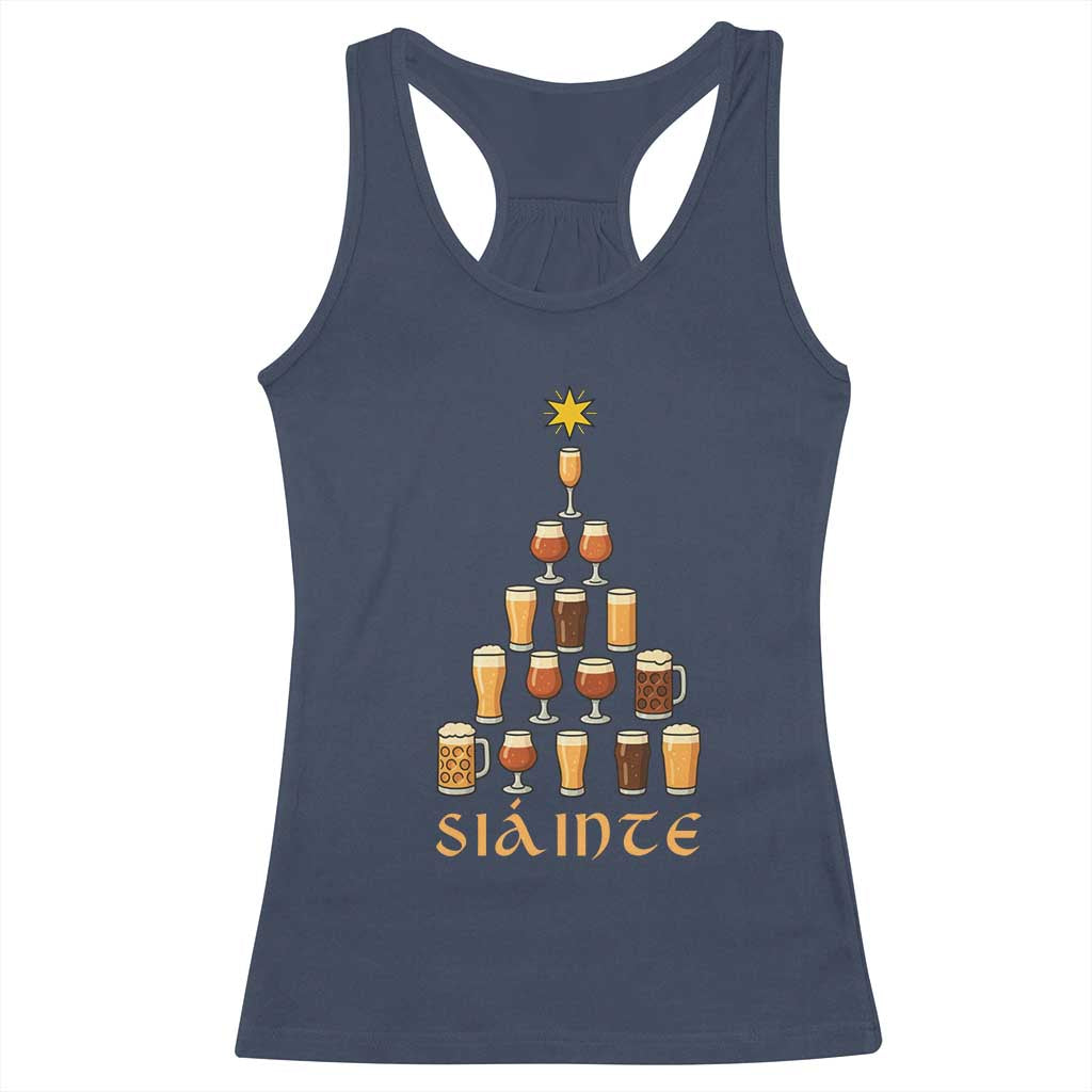 Sláinte Christmas Tree Pint Glass Racerback Tank Top Ale Glass Beer Drinking Lover Holiday Party - Wonder Print Shop