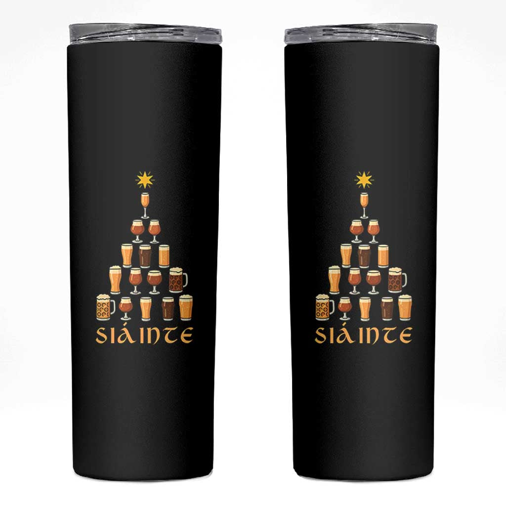 Sláinte Christmas Tree Pint Glass Skinny Tumbler Ale Glass Beer Drinking Lover Holiday Party - Wonder Print Shop