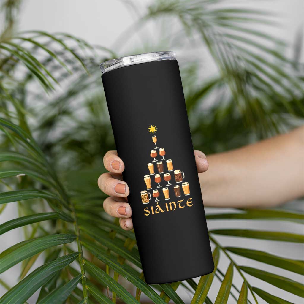 Sláinte Christmas Tree Pint Glass Skinny Tumbler Ale Glass Beer Drinking Lover Holiday Party - Wonder Print Shop