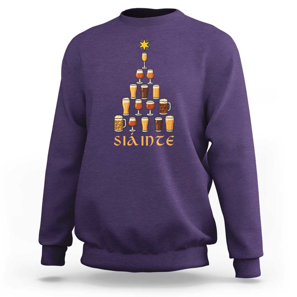 Sláinte Christmas Tree Pint Glass Sweatshirt Ale Glass Beer Drinking Lover Holiday Party - Wonder Print Shop