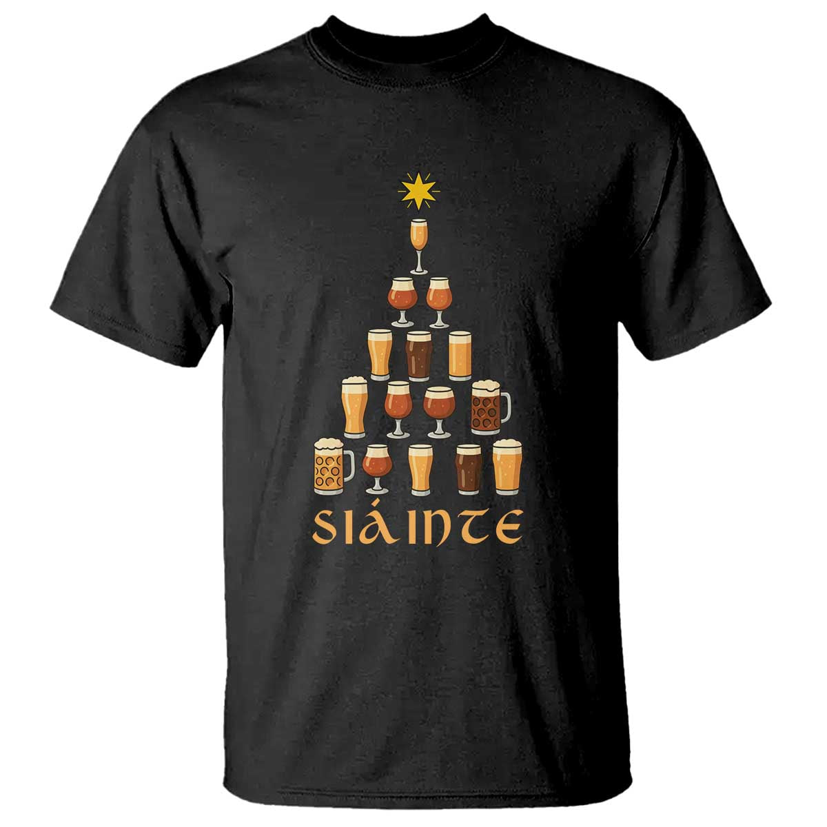Sláinte Christmas Tree Pint Glass T Shirt Ale Glass Beer Drinking Lover Holiday Party - Wonder Print Shop