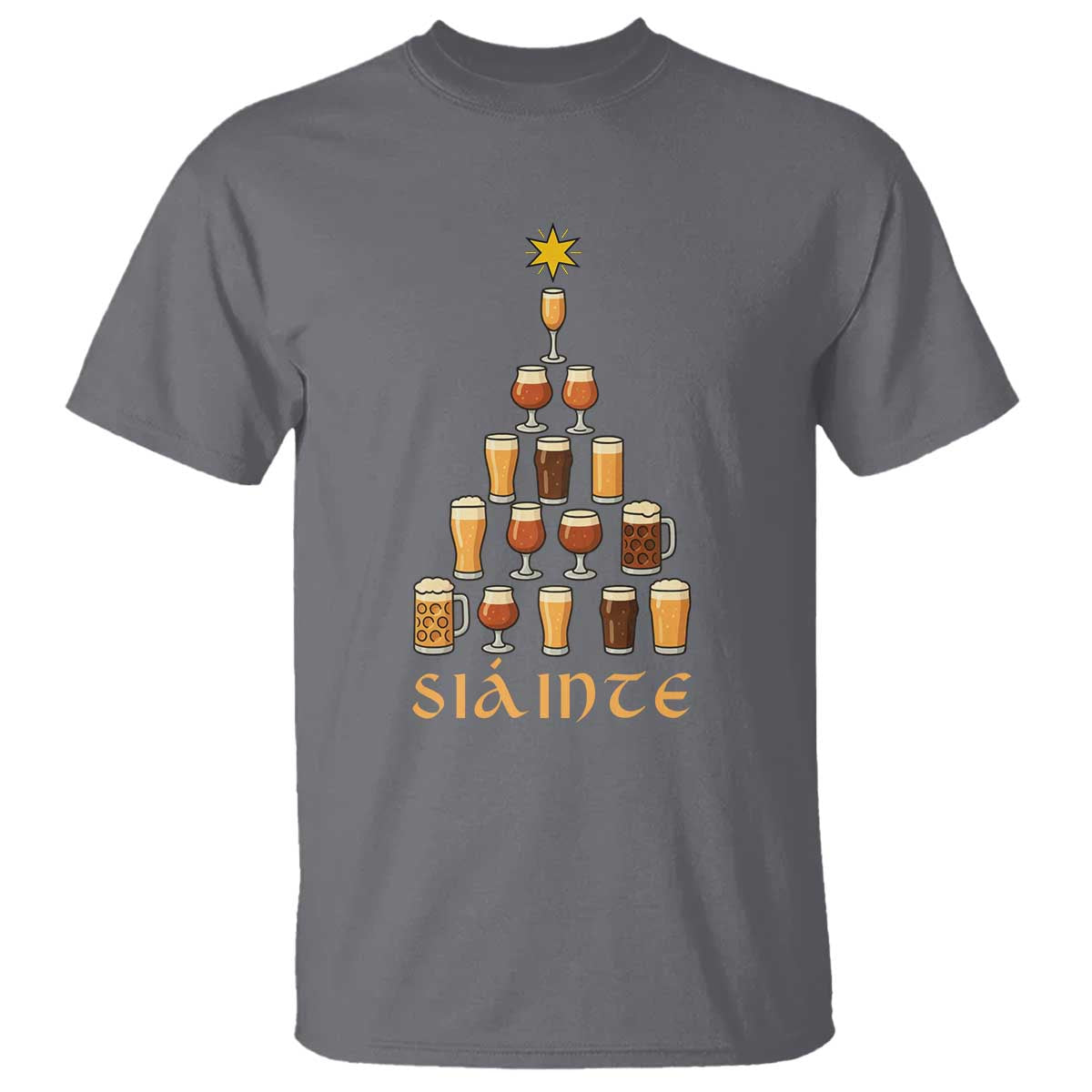 Sláinte Christmas Tree Pint Glass T Shirt Ale Glass Beer Drinking Lover Holiday Party - Wonder Print Shop