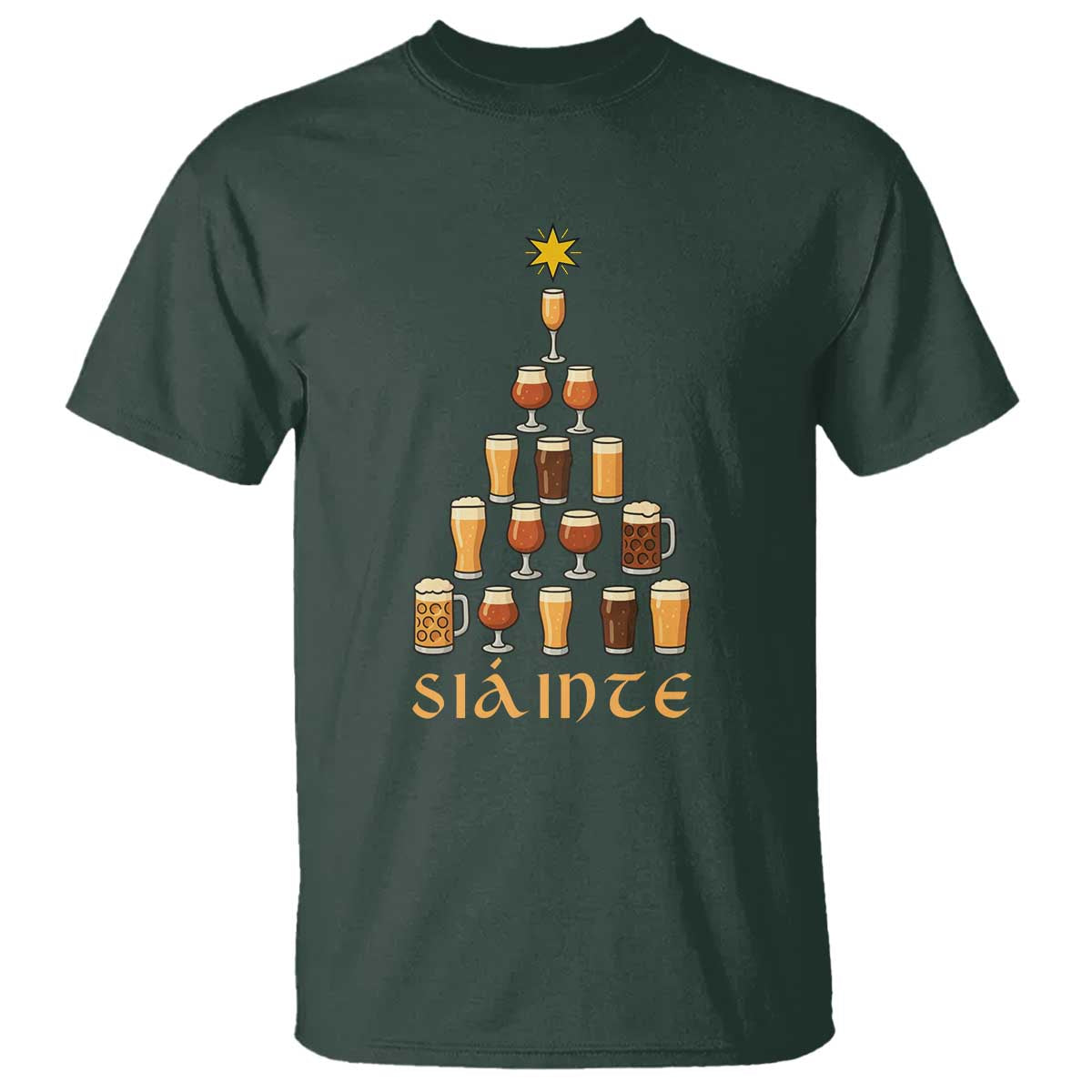 Sláinte Christmas Tree Pint Glass T Shirt Ale Glass Beer Drinking Lover Holiday Party - Wonder Print Shop