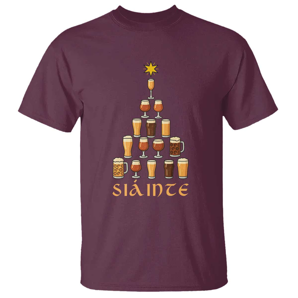 Sláinte Christmas Tree Pint Glass T Shirt Ale Glass Beer Drinking Lover Holiday Party - Wonder Print Shop