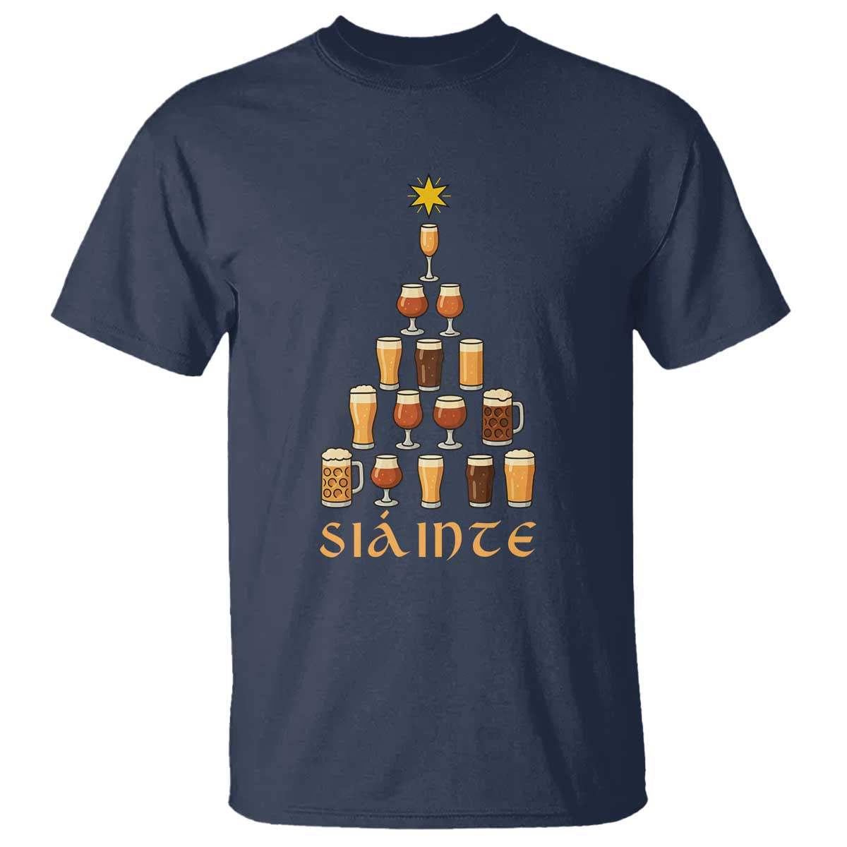 Sláinte Christmas Tree Pint Glass T Shirt Ale Glass Beer Drinking Lover Holiday Party - Wonder Print Shop