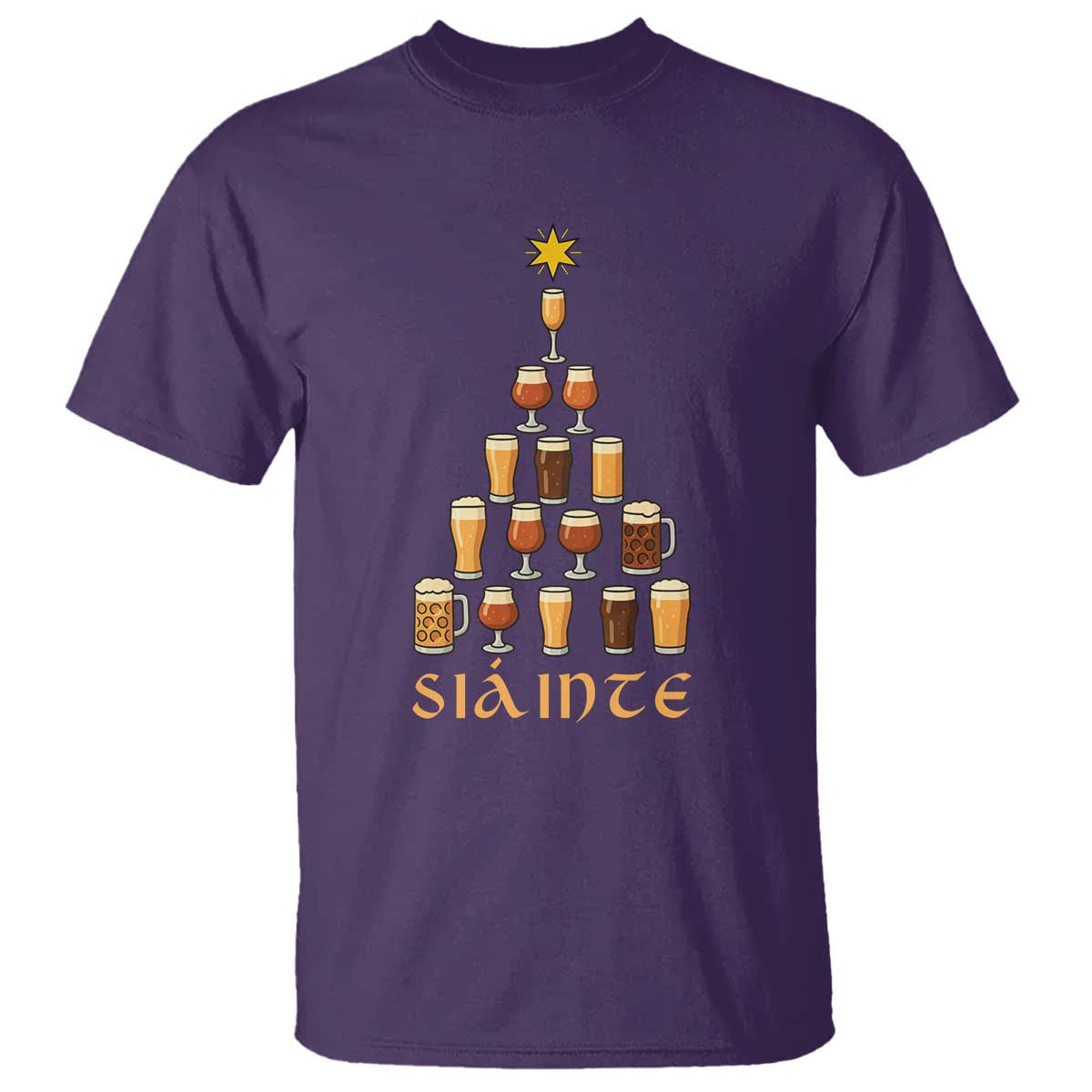 Sláinte Christmas Tree Pint Glass T Shirt Ale Glass Beer Drinking Lover Holiday Party - Wonder Print Shop