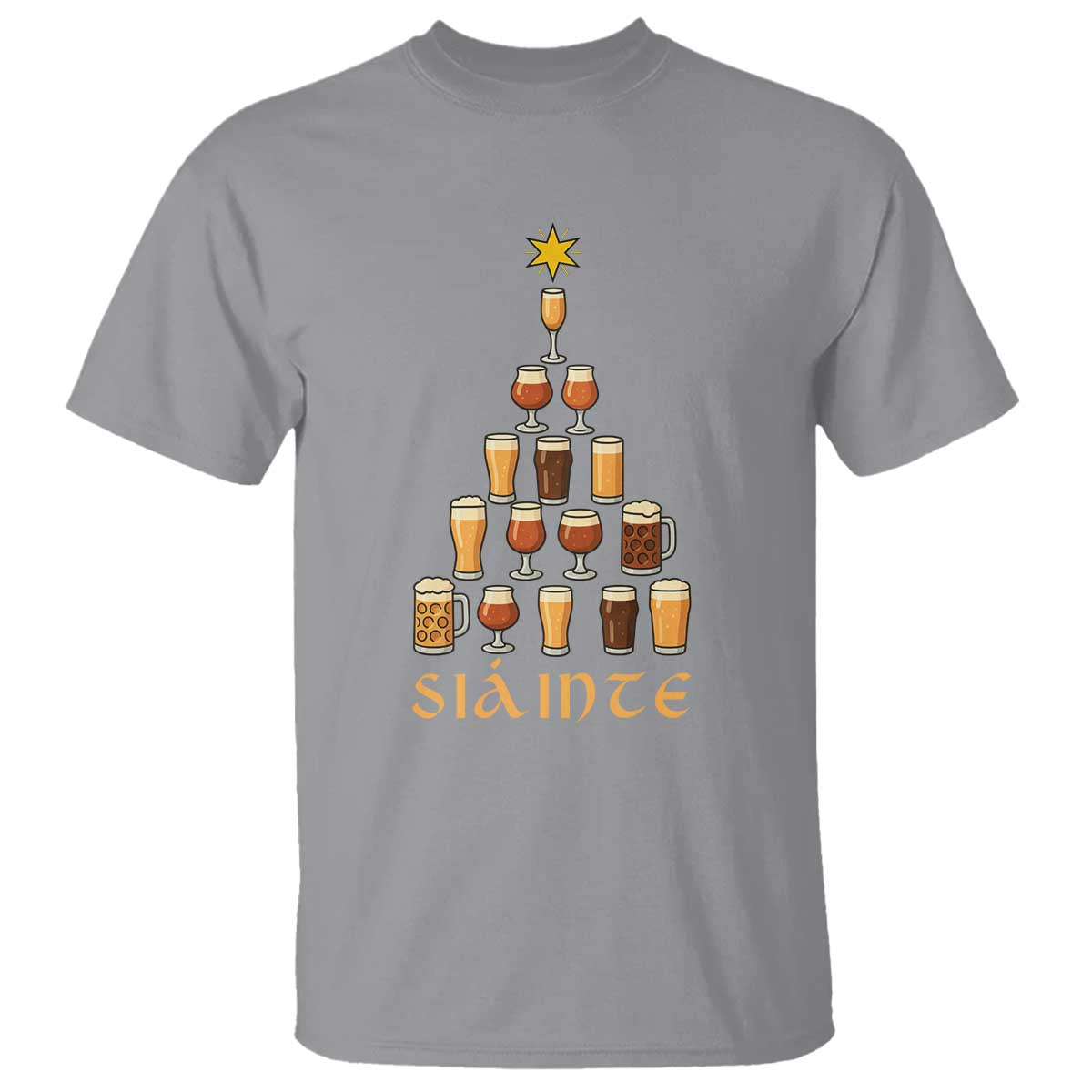 Sláinte Christmas Tree Pint Glass T Shirt Ale Glass Beer Drinking Lover Holiday Party - Wonder Print Shop