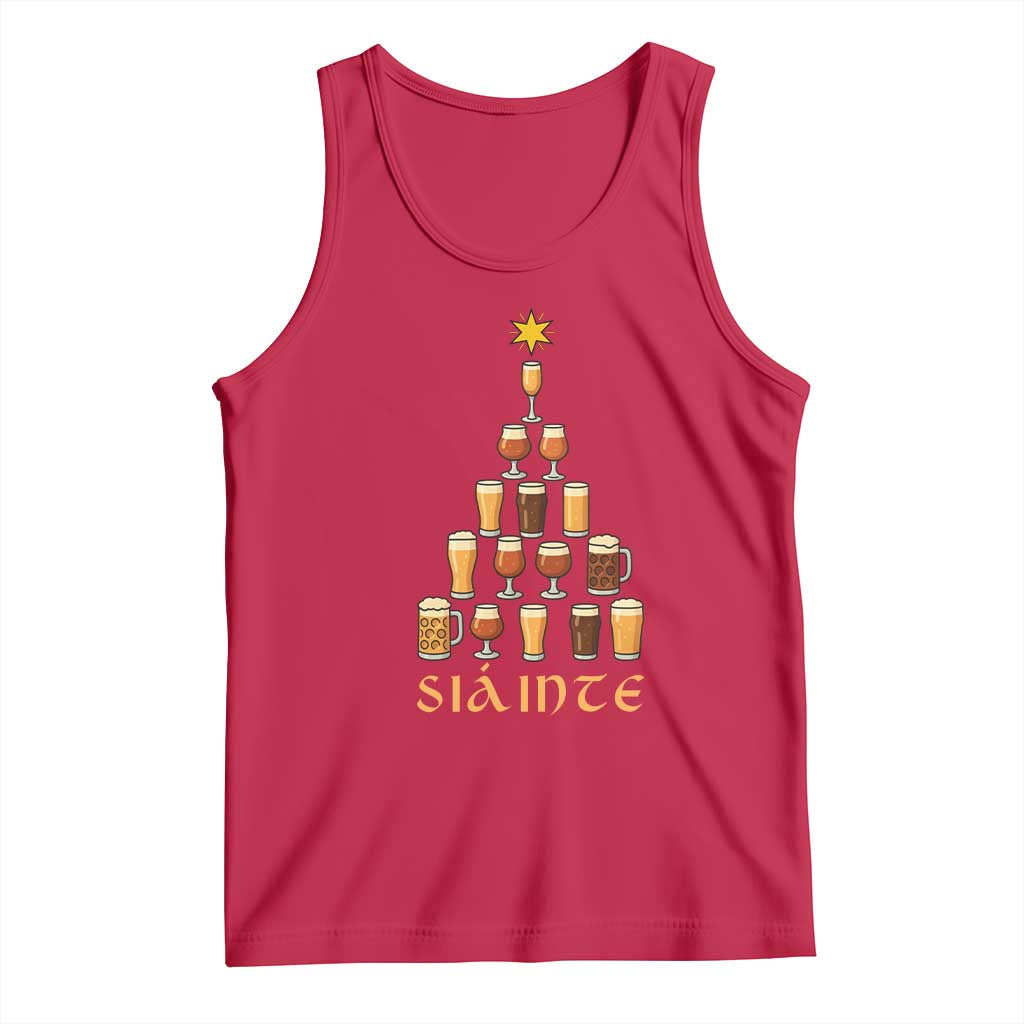 Sláinte Christmas Tree Pint Glass Tank Top Ale Glass Beer Drinking Lover Holiday Party - Wonder Print Shop