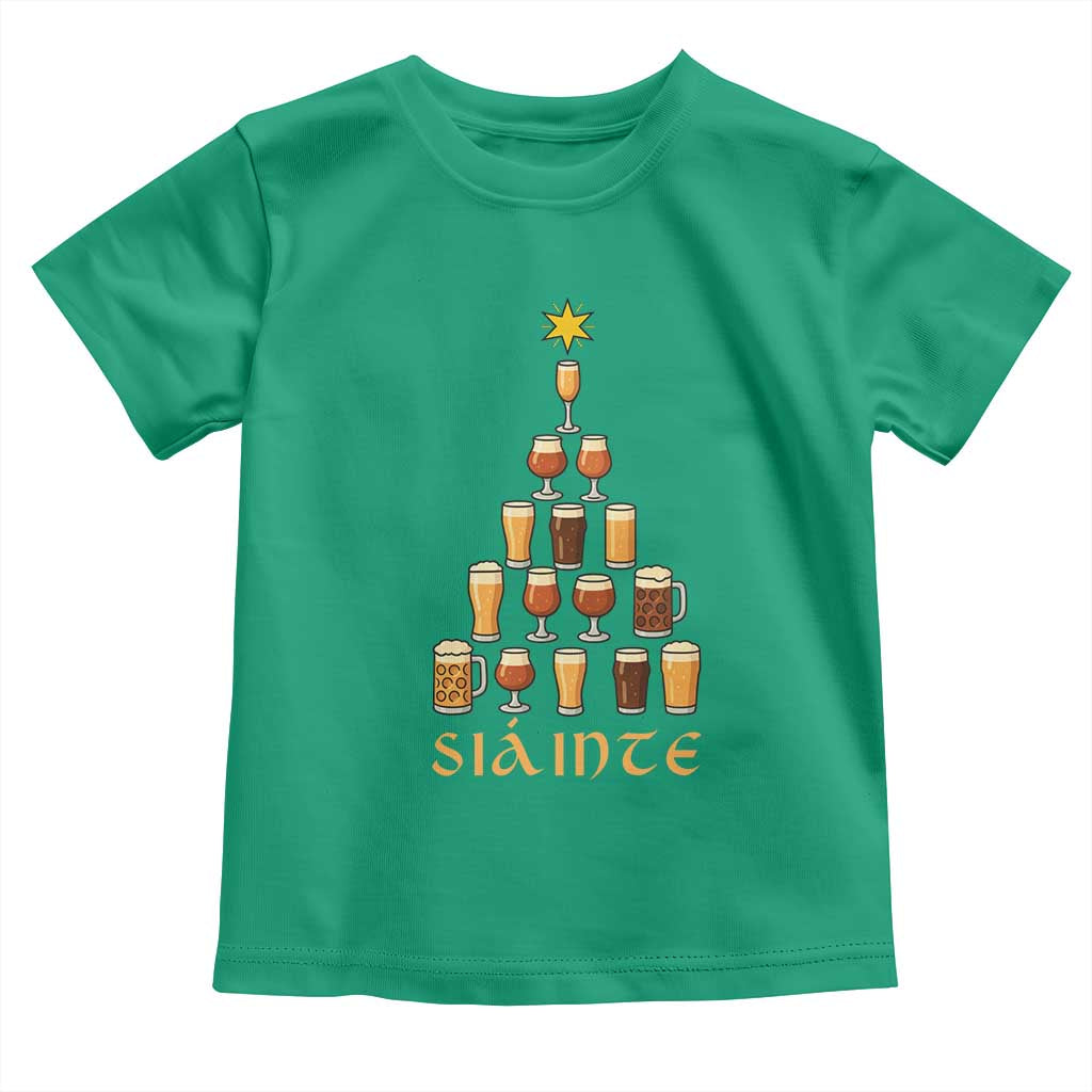 Sláinte Christmas Tree Pint Glass Toddler T Shirt Ale Glass Beer Drinking Lover Holiday Party - Wonder Print Shop