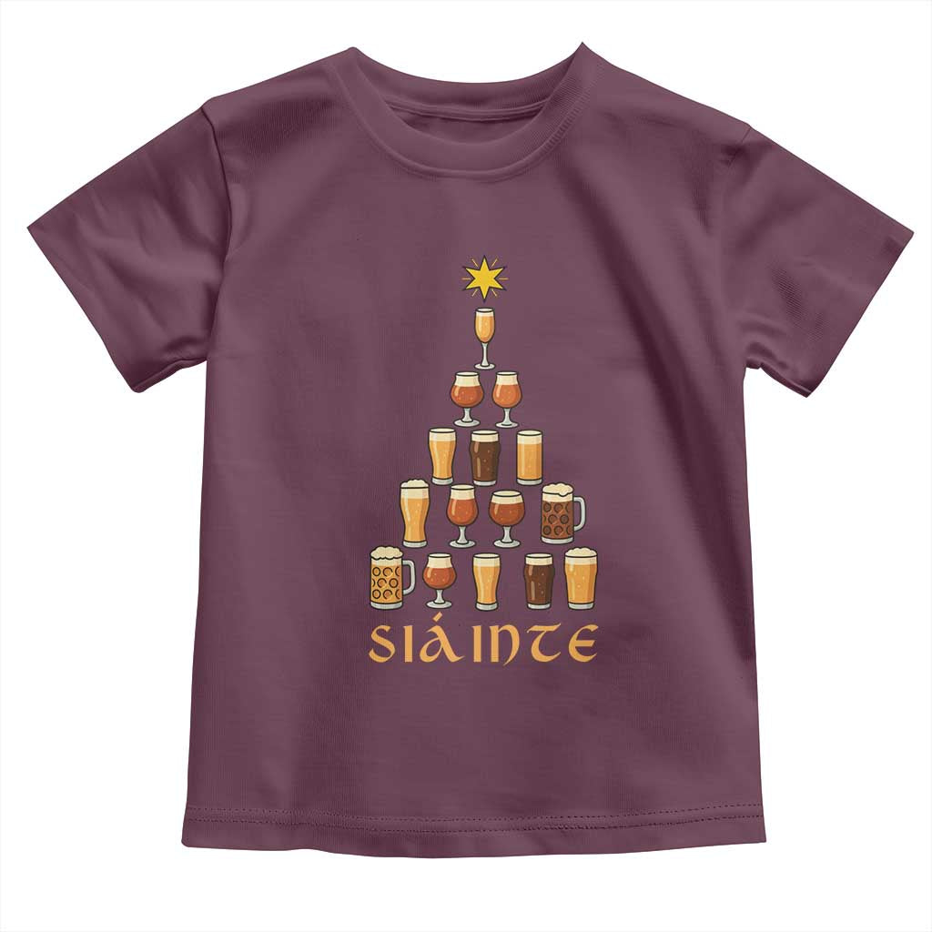 Sláinte Christmas Tree Pint Glass Toddler T Shirt Ale Glass Beer Drinking Lover Holiday Party - Wonder Print Shop