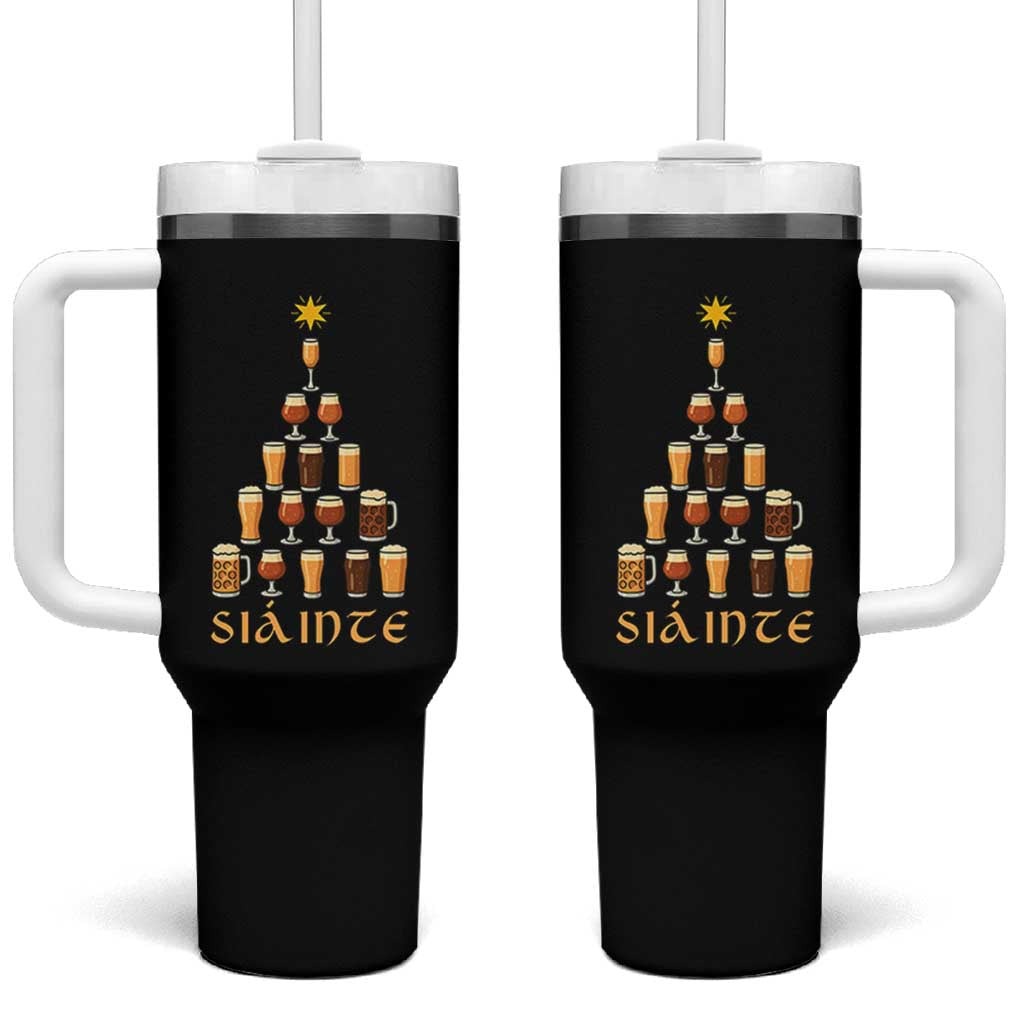 Sláinte Christmas Tree Pint Glass Tumbler With Handle Ale Glass Beer Drinking Lover Holiday Party - Wonder Print Shop