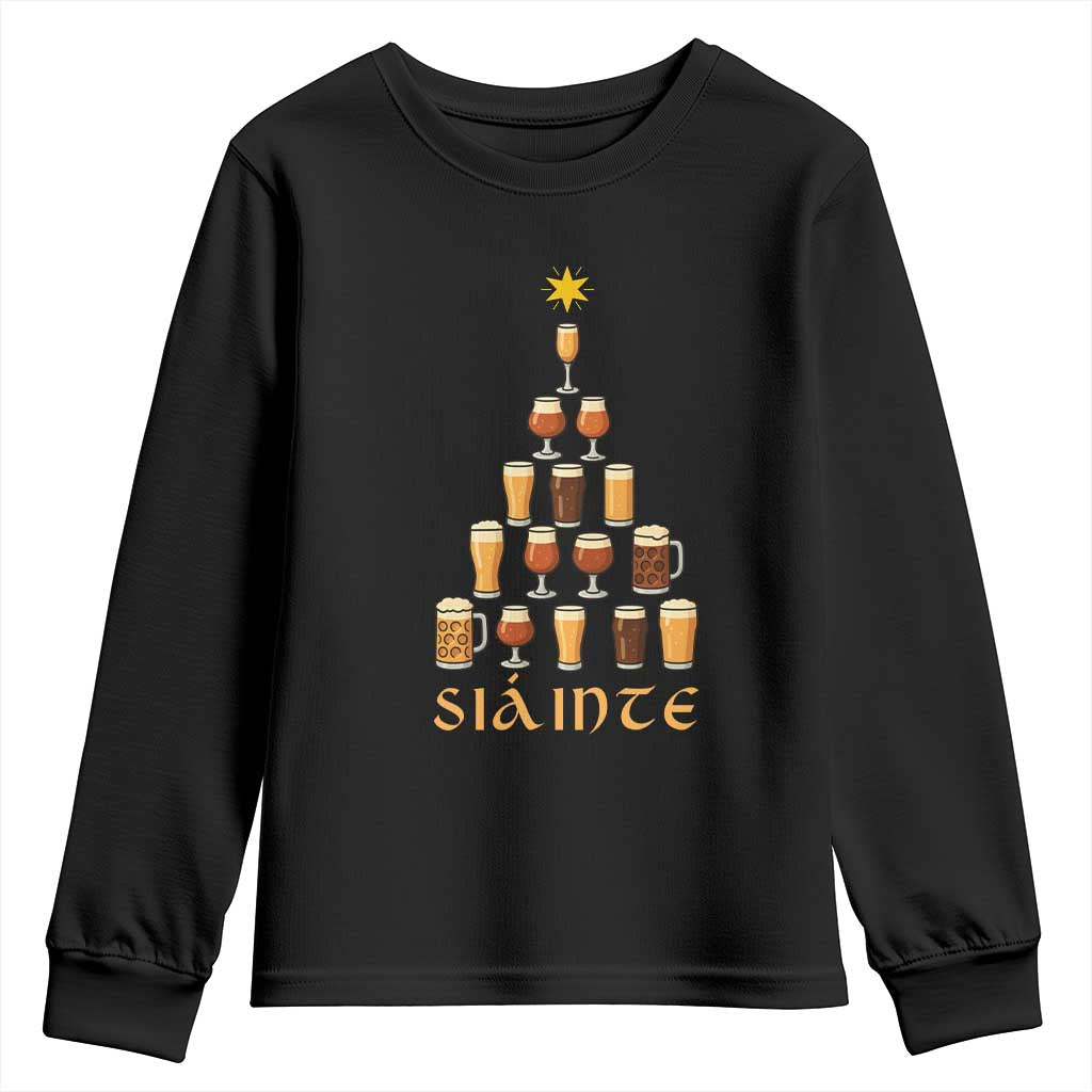 Sláinte Christmas Tree Pint Glass Youth Sweatshirt Ale Glass Beer Drinking Lover Holiday Party - Wonder Print Shop