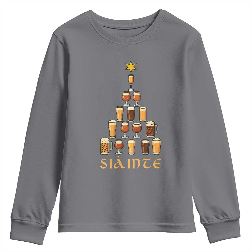 Sláinte Christmas Tree Pint Glass Youth Sweatshirt Ale Glass Beer Drinking Lover Holiday Party - Wonder Print Shop