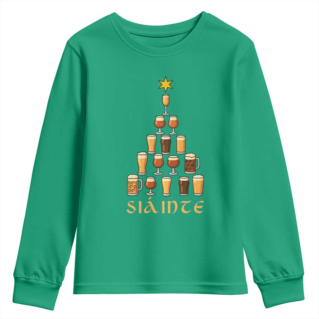 Sláinte Christmas Tree Pint Glass Youth Sweatshirt Ale Glass Beer Drinking Lover Holiday Party - Wonder Print Shop