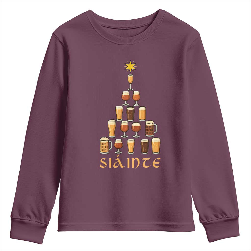 Sláinte Christmas Tree Pint Glass Youth Sweatshirt Ale Glass Beer Drinking Lover Holiday Party - Wonder Print Shop