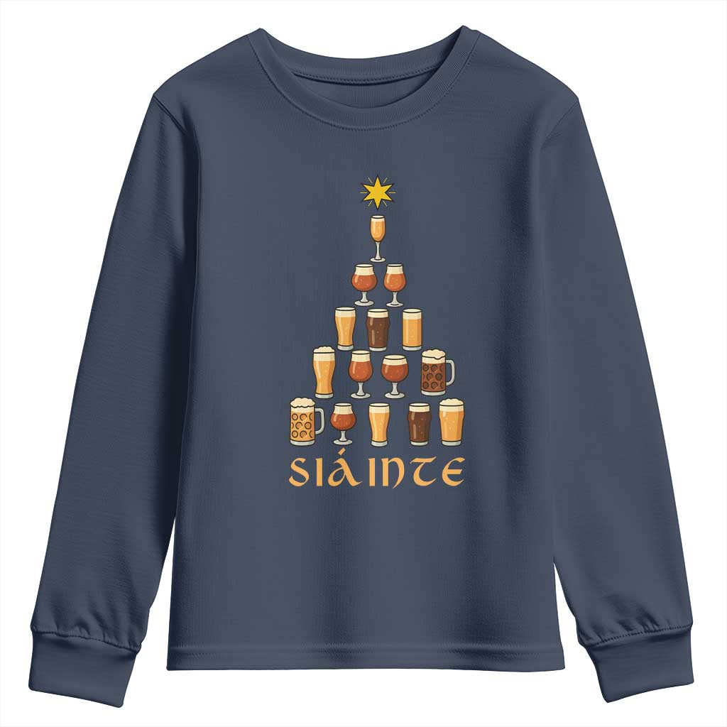 Sláinte Christmas Tree Pint Glass Youth Sweatshirt Ale Glass Beer Drinking Lover Holiday Party - Wonder Print Shop