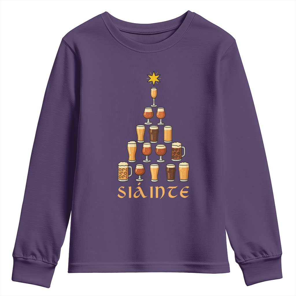 Sláinte Christmas Tree Pint Glass Youth Sweatshirt Ale Glass Beer Drinking Lover Holiday Party - Wonder Print Shop
