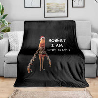 Funny Marcus the Worm in Ugly Christmas Sweater Throw Blanket Robert I Am the Gift Meme Holiday Humor - Wonder Print Shop