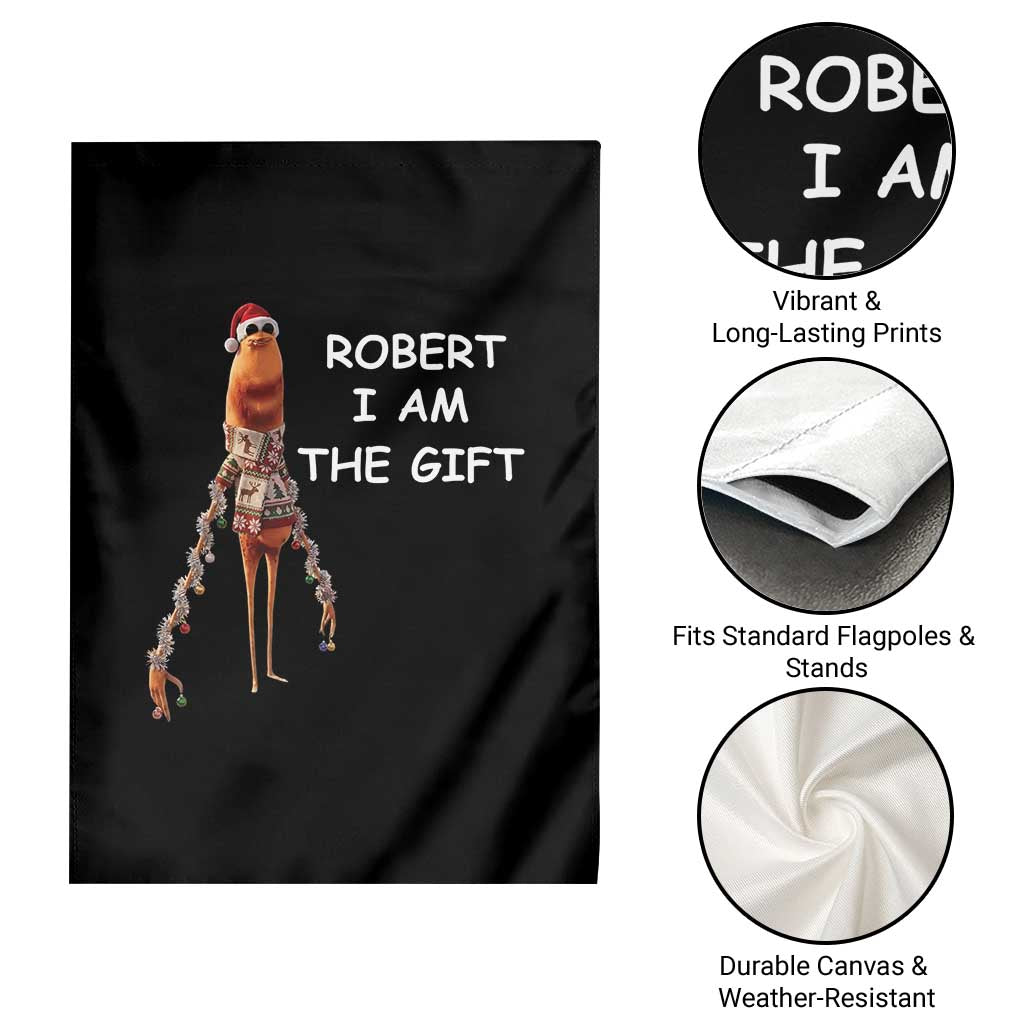 Funny Marcus the Worm in Ugly Christmas Sweater Garden Flag Robert I Am the Gift Meme Holiday Humor - Wonder Print Shop