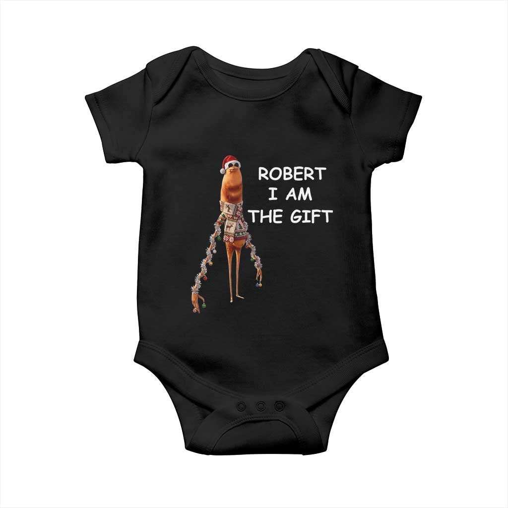 Funny Marcus the Worm in Ugly Christmas Sweater Baby Onesie Robert I Am the Gift Meme Holiday Humor - Wonder Print Shop