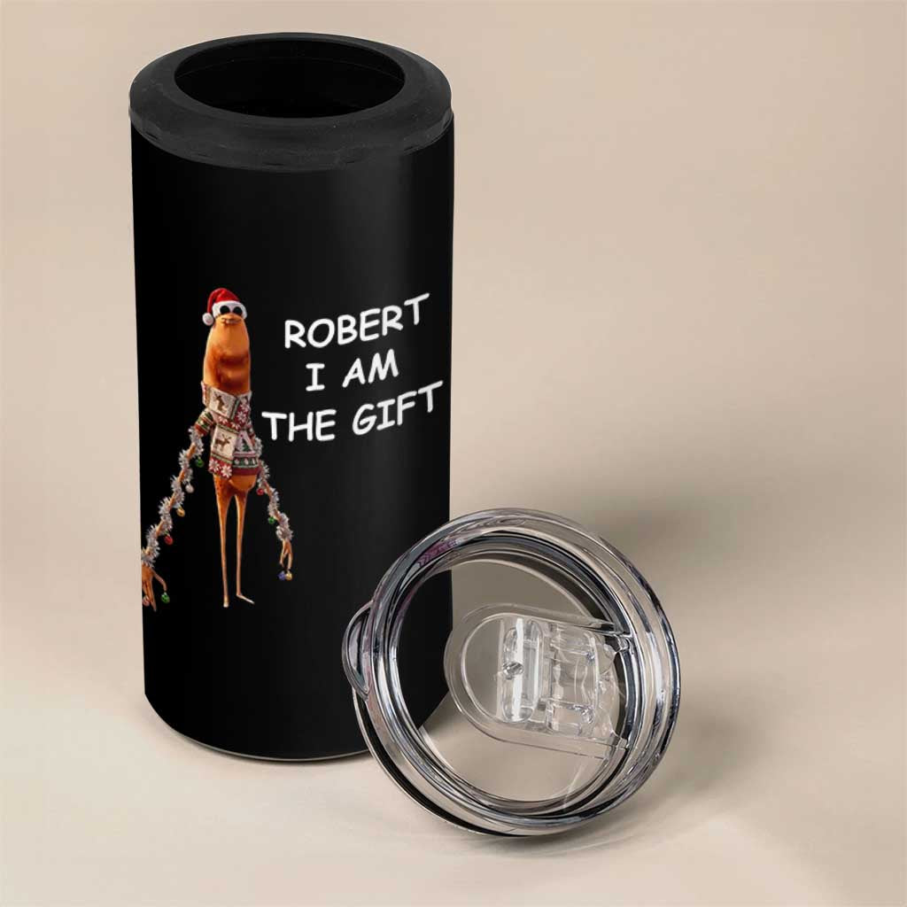 Funny Marcus the Worm in Ugly Christmas Sweater 4 in 1 Can Cooler Tumbler Robert I Am the Gift Meme Holiday Humor - Wonder Print Shop