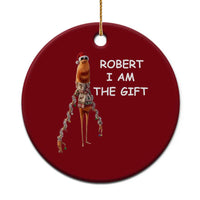 Funny Marcus the Worm in Ugly Christmas Sweater Ceramic Ornament Robert I Am the Gift Meme Holiday Humor - Wonder Print Shop