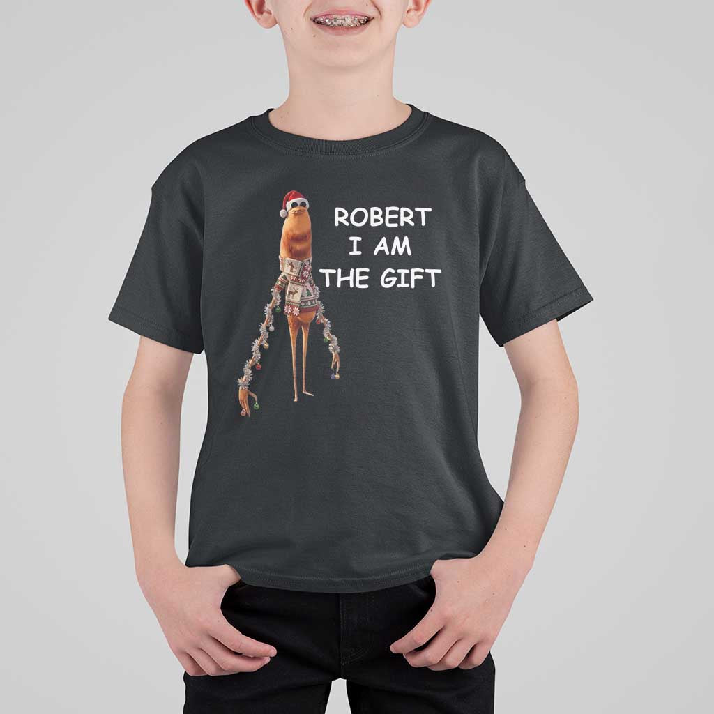 Funny Marcus the Worm in Ugly Christmas Sweater T Shirt For Kid Robert I Am the Gift Meme Holiday Humor - Wonder Print Shop