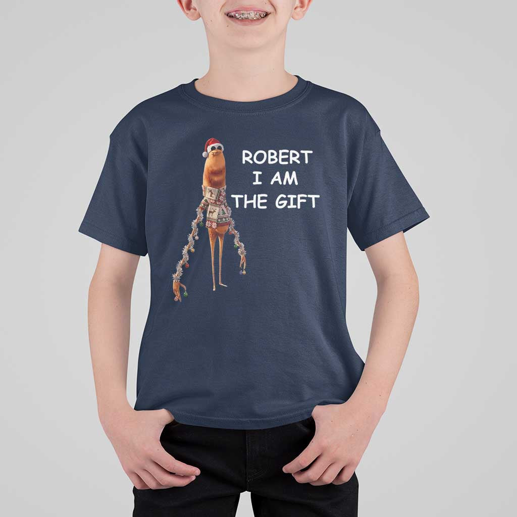 Funny Marcus the Worm in Ugly Christmas Sweater T Shirt For Kid Robert I Am the Gift Meme Holiday Humor - Wonder Print Shop