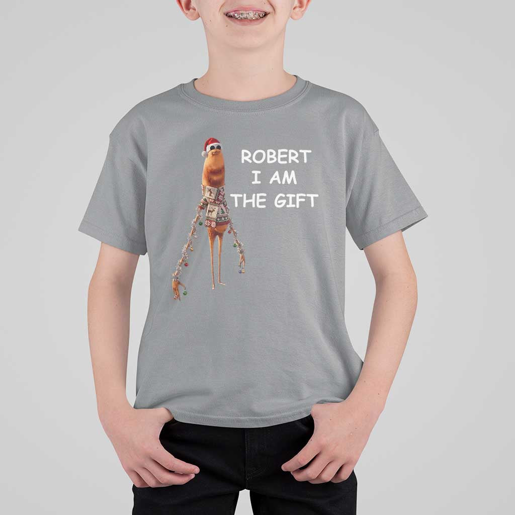 Funny Marcus the Worm in Ugly Christmas Sweater T Shirt For Kid Robert I Am the Gift Meme Holiday Humor - Wonder Print Shop