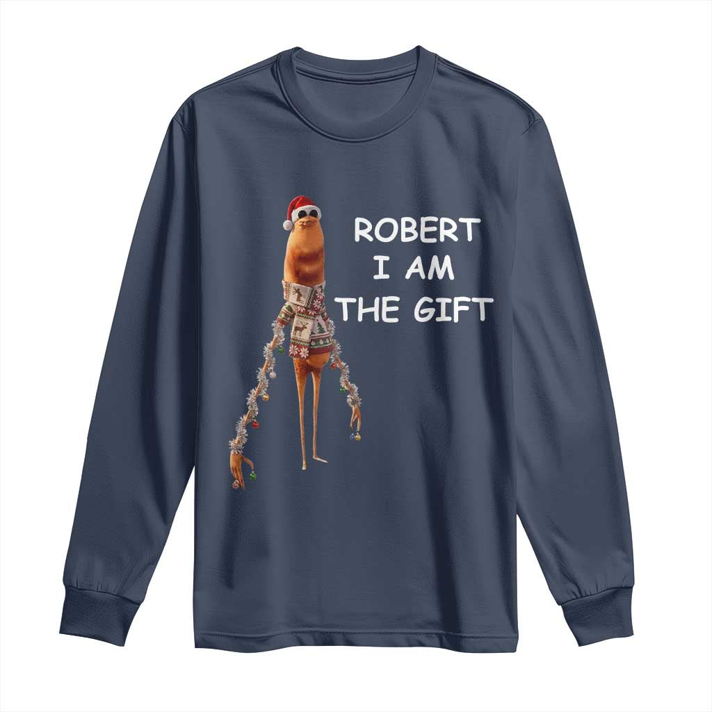 Funny Marcus the Worm in Ugly Christmas Sweater Long Sleeve Shirt Robert I Am the Gift Meme Holiday Humor - Wonder Print Shop
