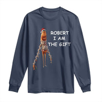 Funny Marcus the Worm in Ugly Christmas Sweater Long Sleeve Shirt Robert I Am the Gift Meme Holiday Humor - Wonder Print Shop